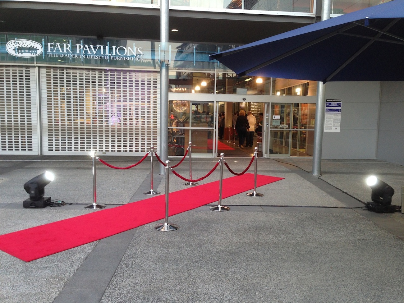 Setting up red carpet